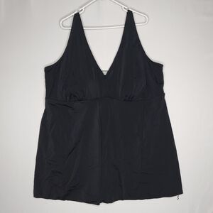 Swim 365 Tankini Swimsuit TOP 32W Black V-Neck Adjustable Strap Padded‎ Beach
